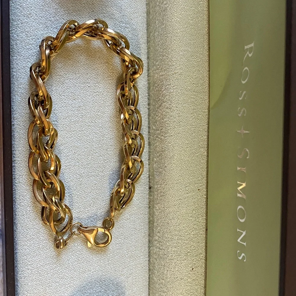 Ross-Simons Double Oval link bracelet in 18k Gold, 7 inch - Picture 1 of 9